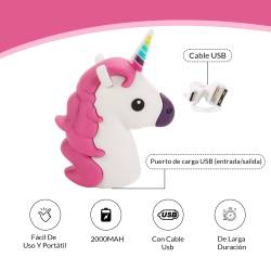 POWER BANK UNICORNIO 1200 mha EN CAJA DE REGALO