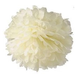 POMPON DE PAPEL DE SEDA 35 CM MARFIL