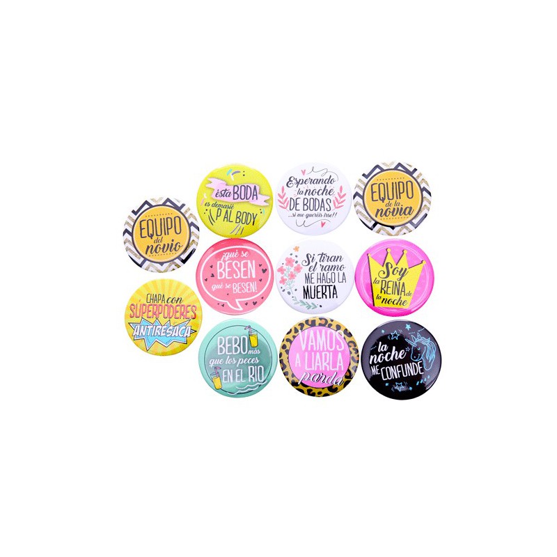 LOTE 10 CHAPAS FRASES WEDDING