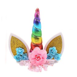 CAKE TOPPER UNICORNIO ARCOIRIS DECORACIÓN TARTAS