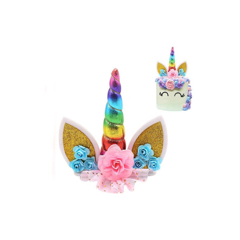 CAKE TOPPER UNICORNIO ARCOIRIS DECORACIÓN TARTAS