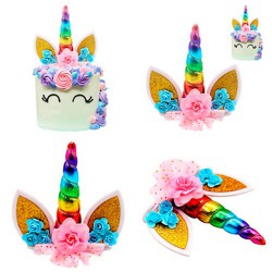 CAKE TOPPER UNICORNIO ARCOIRIS DECORACIÓN TARTAS